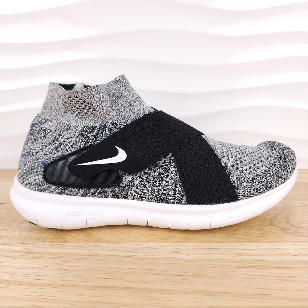 Nike Free RN Motion Flyknit 2017 Sneakers Womens Size 7.5 Black White 880846-001